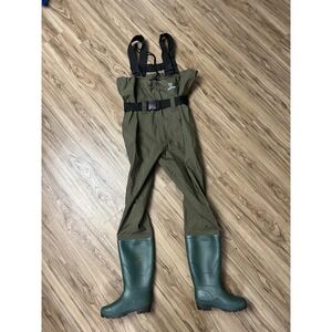 FISHINGSIR Bootfoot Chest Waders Olive Green EU 38 Waterproof Fishing Suspenders